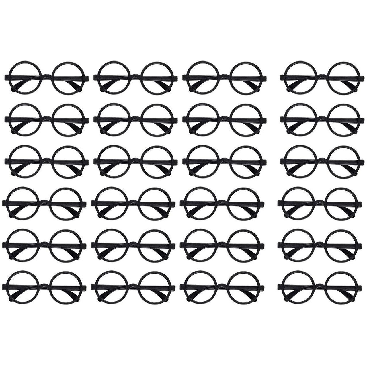 24 Pack Nerd Glasses Party Supplies, Round Black Wizard Glasses for Cosplay, Costumes